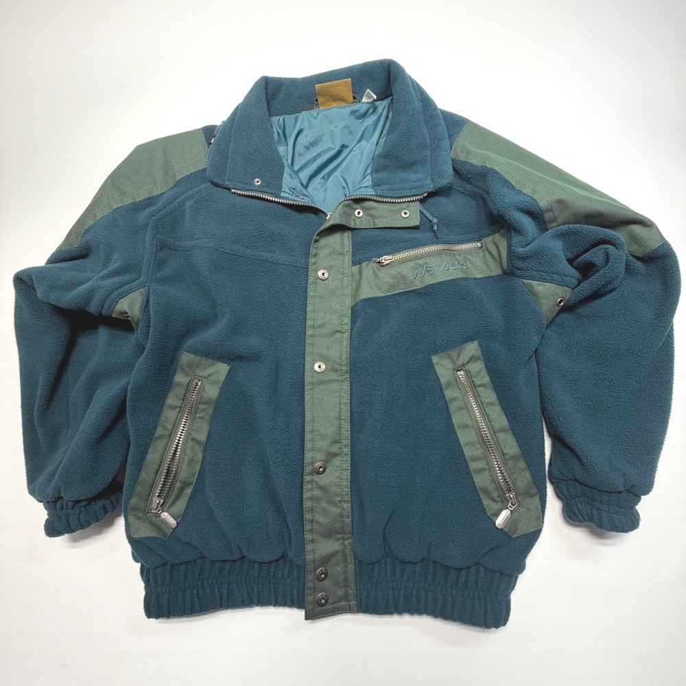 Men's Vintage Nevica Arctic Fleece Ski Jacket Teal Green Gorpcore Small
